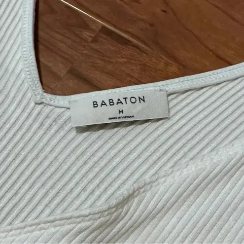 Babaton  ARITZIA Lido Bodysuit One Piece White Sleeveless Thong Ribbed Medium