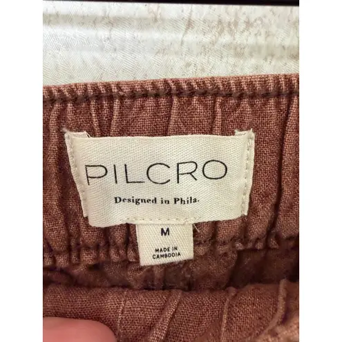 Pilcro Relaxed Brown Linen Blend Pants Slouchy Drawstring Casual Fall Fashion