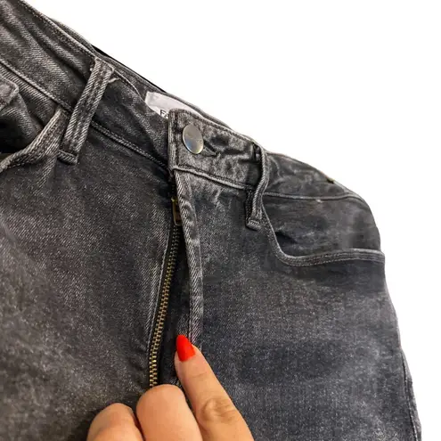 Frame Le One High Rise Waist Crop Skinny Denim Jeans Hughes Acid Wash Grey 2