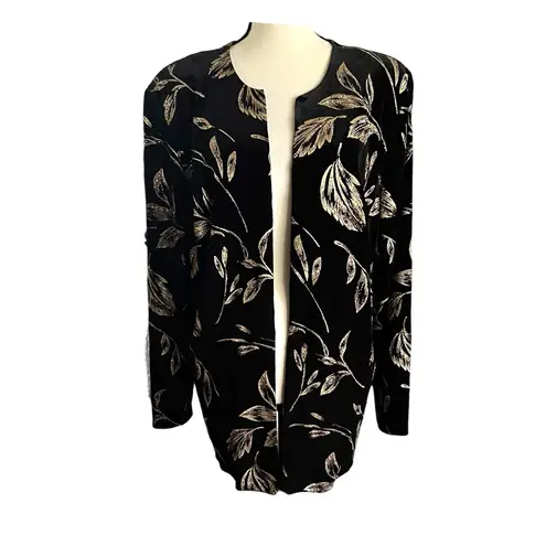 Vintage R&K Black Velvet with gold metallic Botanical style design Top SZ. 18W