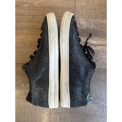 P448 John Glitter Black Sneakers Italian Leather Low Top Shoes School Street Y2K