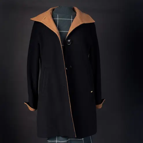 Ellen Tracy Wool Blend Button Wide Collar Lapel Coat Size 2