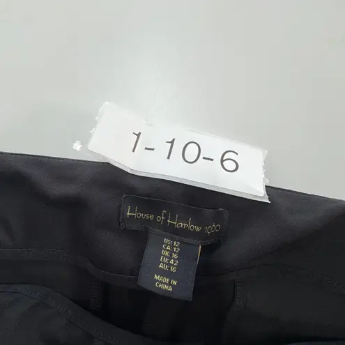 House of Harlow 1960 Pants Womens 12 Flare Stretch Pull On High Rise Slit Hem Black