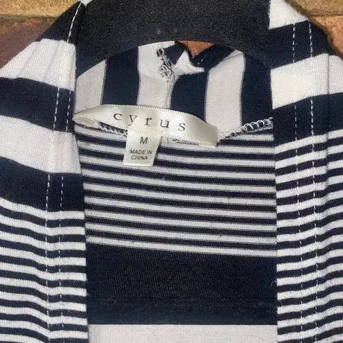 Cyrus  Black & White Striped Open Front Cardigan Sweater Women's Size Medium