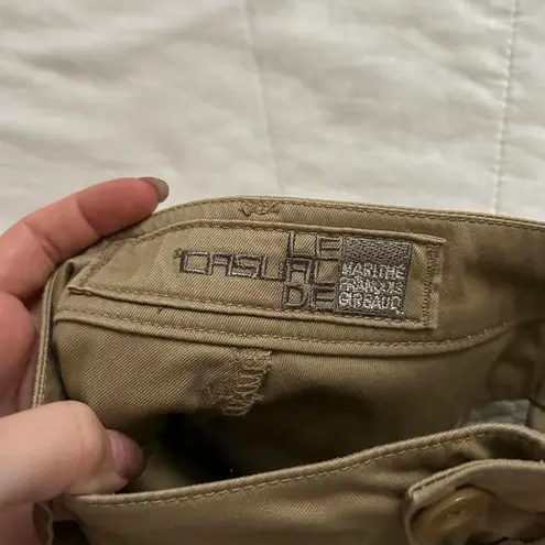 Marithe Francois Girbaud tan khaki trousers slim leg unique styling Size XS