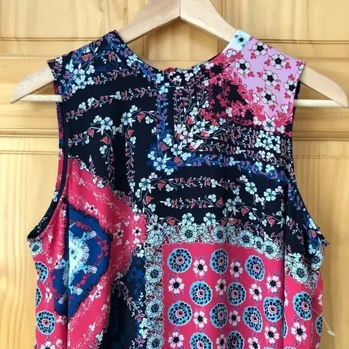 DR2 Daniel Rainn patchwork print sleeveless dress size S Blue