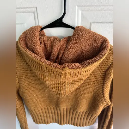 BB JEANS Women’s Sherpa Lined Knit Cardigan Sweater Size M Mustard Orange Size M