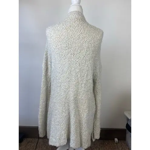 Mossimo Sherpa Teddy Bear Longline Cardigan Sweater Cream Glitter Womens M White Size M