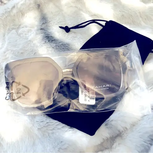 Tahari Black Cat Eye Geometric Sunglasses