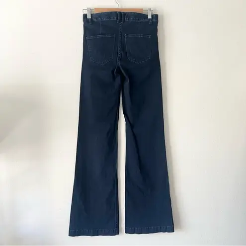 Madewell  Sz 25 Widelegger Dark Wash Wide Leg Flare Leg Jeans Stretch Long Length