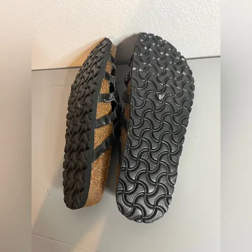 Betula Butterfly Black Crocodile Embossed Skin Look Studded Sandals Tan Size 11