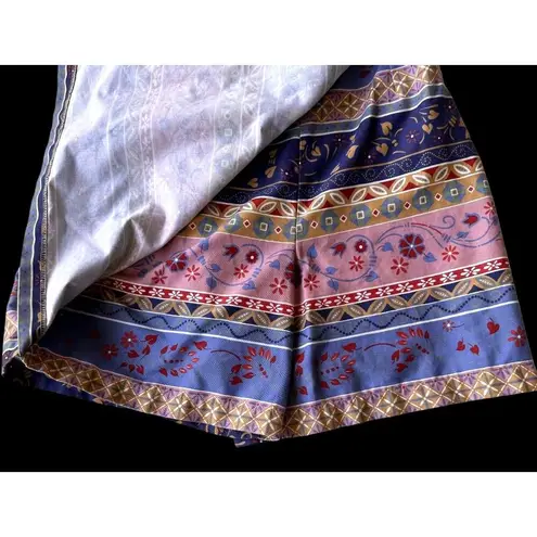 Vintage 90s Vivaldi Jeanswear Cullotte Skirt Size 14 Floral Wrap USA Hip… Blue