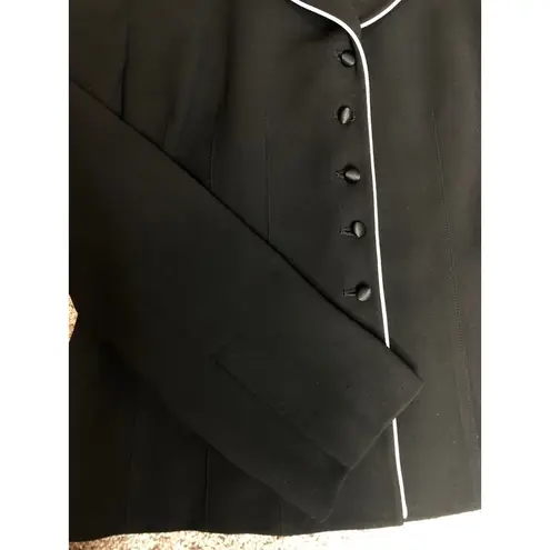 Laura Scott Vintage Black With White Lined Button Up Blazer