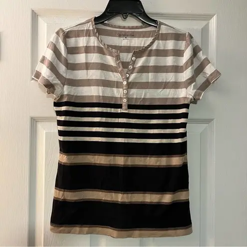Croft & Barrow 3/$18 ||  Short Sleeve Neutral Stripe Tee - Size M
