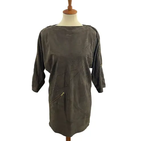 Whistles Leather Suede Zip Detail Dress Size 6 (US)