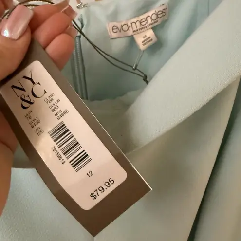 Eva Mendes NY&Co off shoulder belted dress mint blue Sz 12 NWT
