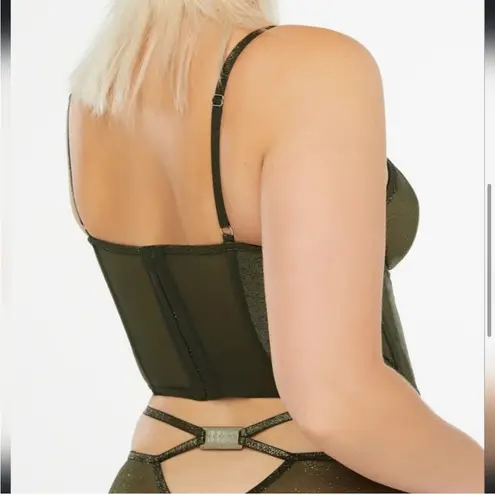 Savagexfenty NWT Savage X Fenty Metallic Olive Green Going Platinum Mesh Bustier - Size L
