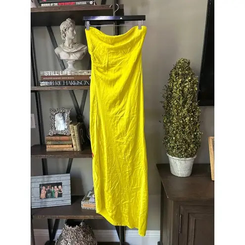 SER.O.YA Dalia Strapless Silk Maxi Dress Citric Womens Size Small Yellow