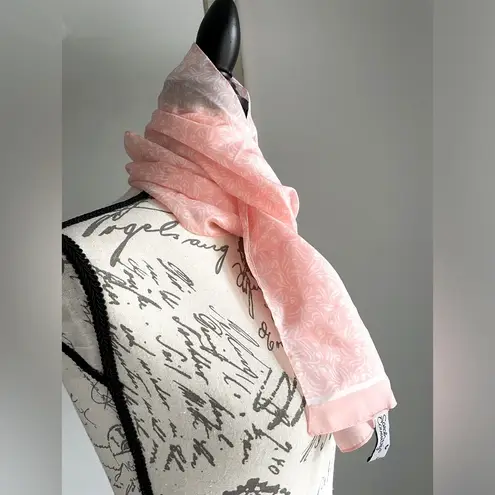 Vintage Patterned Peachy Pink Sarah Coventry Scarf White