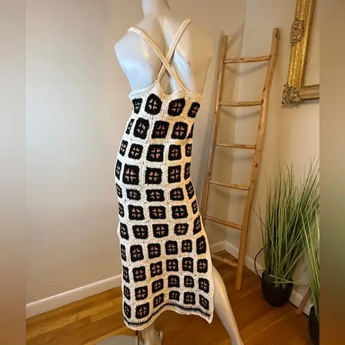 Muche & Muchette Julie Crochet Maxi Dress One Size Criss Cross Back NWT White