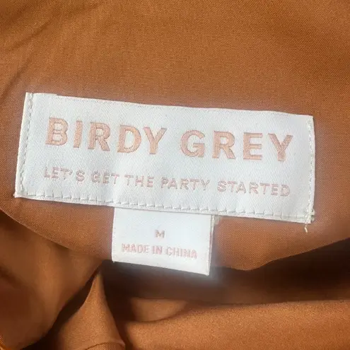 Birdy Grey Kira copper satin 1 shoulder bridesmaid bridal maxi dress NWOT Medium