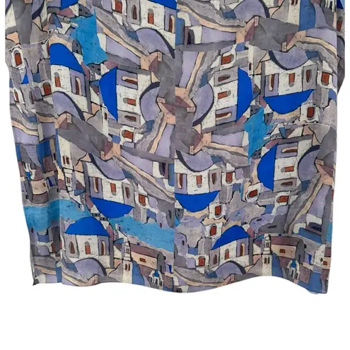 Cabeli Greek Architecture Silky Split Sleeve Blouse Vacation Top Made in Greece Gray Size undefined