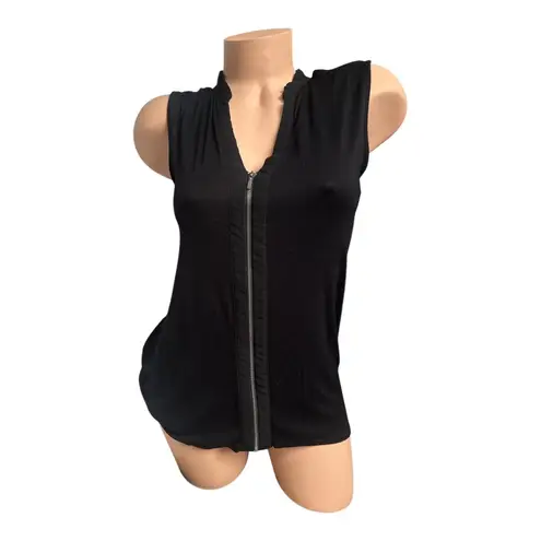 Design History Womens size small zip-front vest top black sleeveless front zip - Image 4