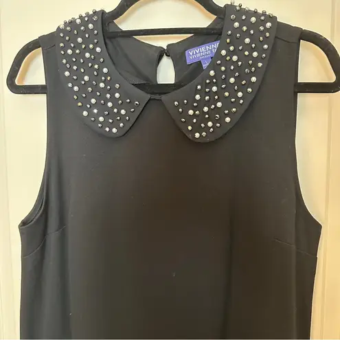 Vivienne Tam Black bead Embellished Collar Dress Women's Sz Large