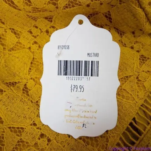 Altar'd State NEW  mustard yellow lace dress with ruffle‎ neck , M