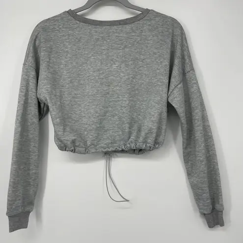 MORRISDAY THE LABEL GRAY CROPPED BROOKLYN ADJUSTABLE STRING WAIST TOP X