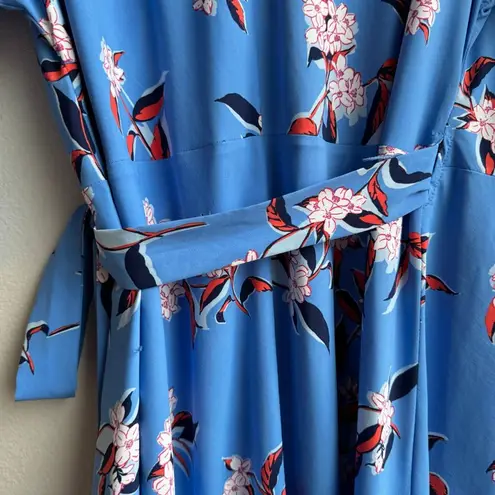 Coolibar UPF 50+ Women's Mila Wrap Dress Sun Protective Blue Floral Size Medium Black