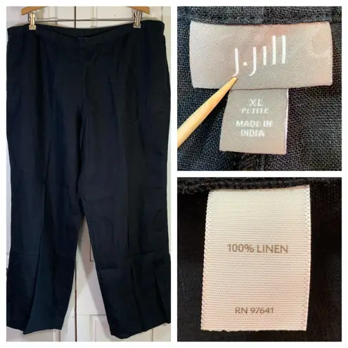 J Jill XL Petite Black Linen Blend Pull On Crop Pants Womens Comfortable Casual Size undefined