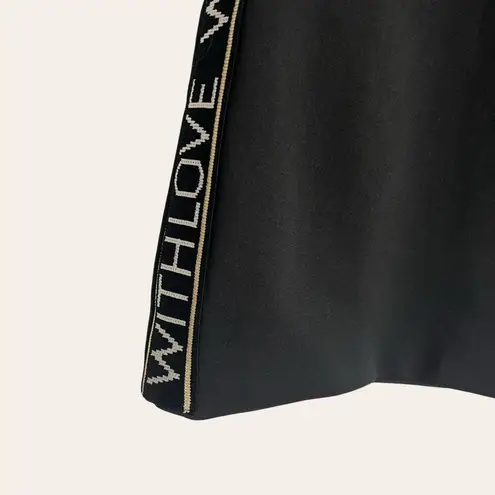 Maje With Love Side Stripe Black A-Line Scuba Mini Skirt Size 4