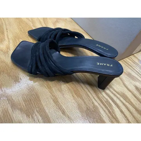 Frame Slide Sandals Women's 7 Black Suede Slip-On Block Heel Formal Open Toe S51