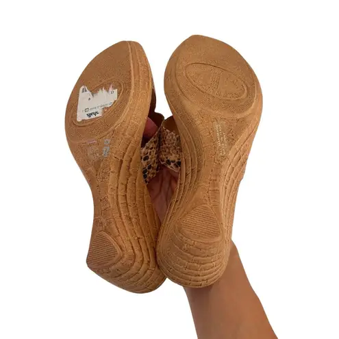 Italian Shoemaker Snakeskin Print Criss Cross Wedges Sz 6 Tan