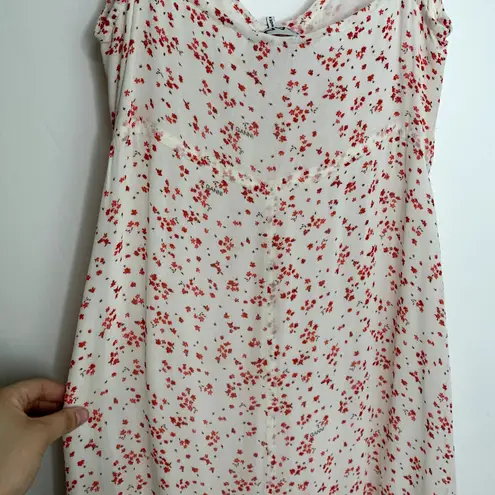 Ganni Printed Georgette Button-Front Slip Dress in Egret Womens Midi Size Small