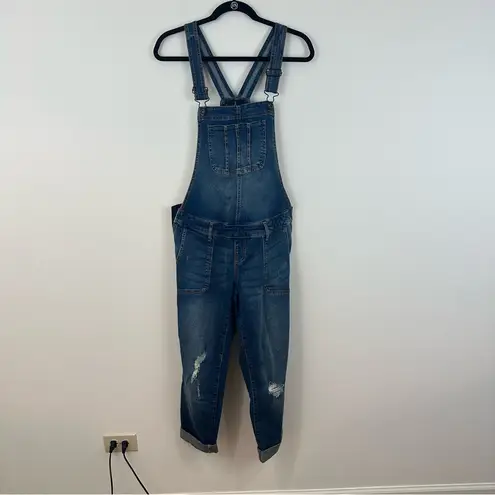 Indigo Blue Denim Distressed Maternity Overalls Size Small Maternity