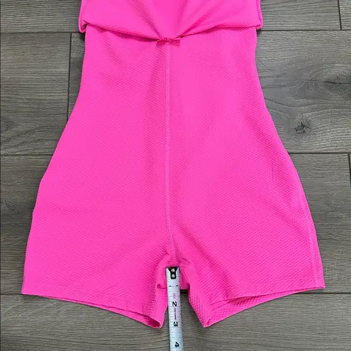 Beach Riot Olina Waffle Romper Mini Dress With Shorts Summer Strawberry Pink XS