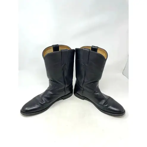 Justin Boots Cora Round Toe Cowboy Boots Black Leather Size 7