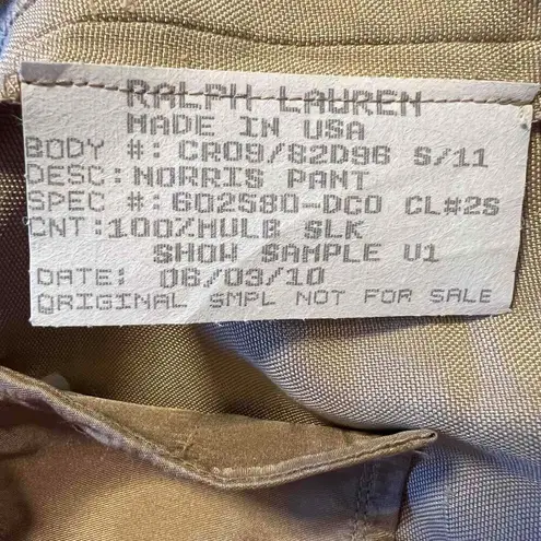 Ralph Lauren  Purple Label Silk Norris Pant Pleated Unlined Sample Piece Womens