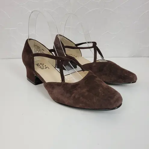 925 So Soft Heather Womens Sandals Size 8 Brown Suede Slip On Strappy 614