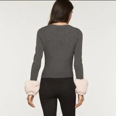 Milly Faux Fur Poof Sleeve Pullover Size Medium