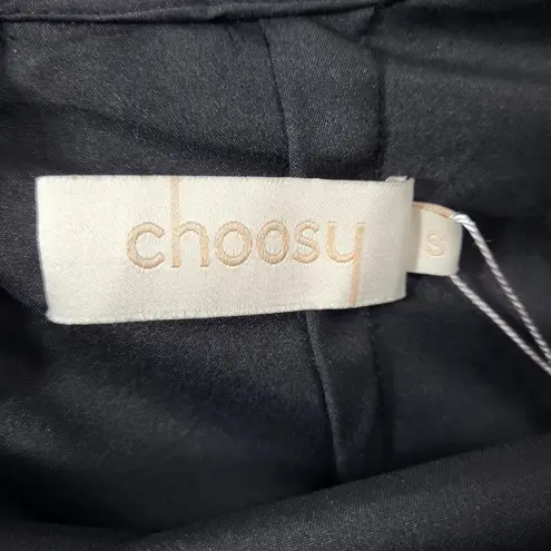 NWT Choosy Talkhouse Chiffon Wide Leg Plunging Lower Back Jumpsuit in Black