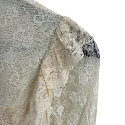 Gunne Sax Dress Vintage 70s Prairie Wedding Cream Lace Gauze Coquette Long Maxi