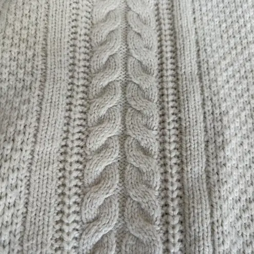 Gap  Chunky Cable Knit Open Front Fisherman Cardigan Sweater Cream Size M Wool