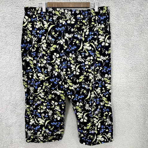 Karen Scott Cropped Pants Womens 18 Floral Stretch Cottagecore Spring Whimsical