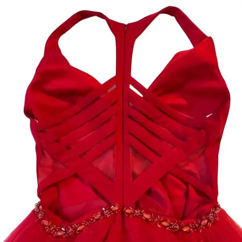 Ellie Wilde by Mon Cherie Womens Prom Dress Size 2 Red Formal Gala HOCO