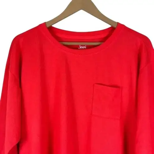 NWT Jenni Cozy Soft Sleepshirt Womens M Orange Ribbed Long Sleeve Lounge Hygge Red Size M
