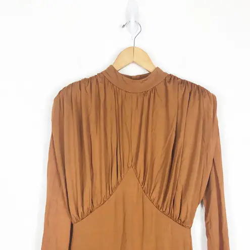 L'ACADEMIE Kemia Maxi Dress Small Brown Jersey Long Sleeve Wedding Revolve Chic