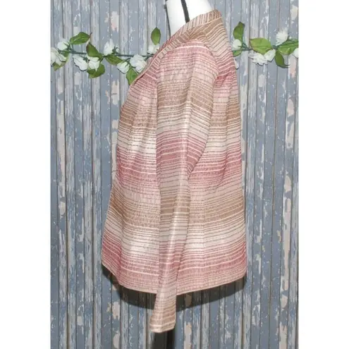 appleseed's Ladies Neutral Striped Open Front Blazer Jacket Size 8 Office Career